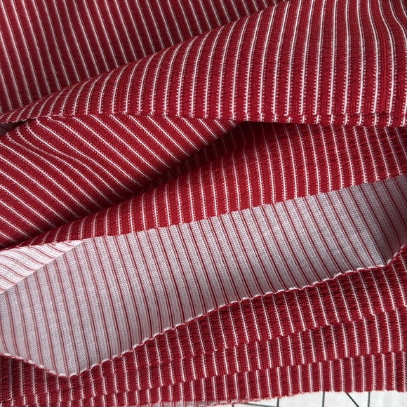 Other - Vintage 1970s Burgundy/Red & White Striped/Textured Polyester Fabric